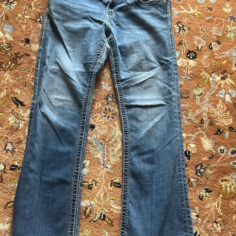 Rock Revival Blue Denim Jeans with Accents